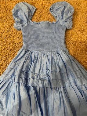 B Darlin Light Blue Puff Sleeve Smocked Dress